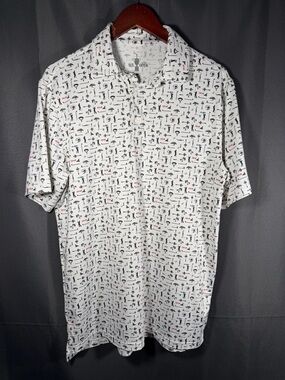 121st US Open Golf Torrey Pines All Over Print Polo Rugby Shirt Mens Med White